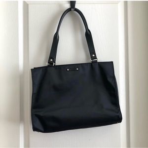 Kate Spade Keegan Basic Nylon Shoulder bag black leather handles polka dot